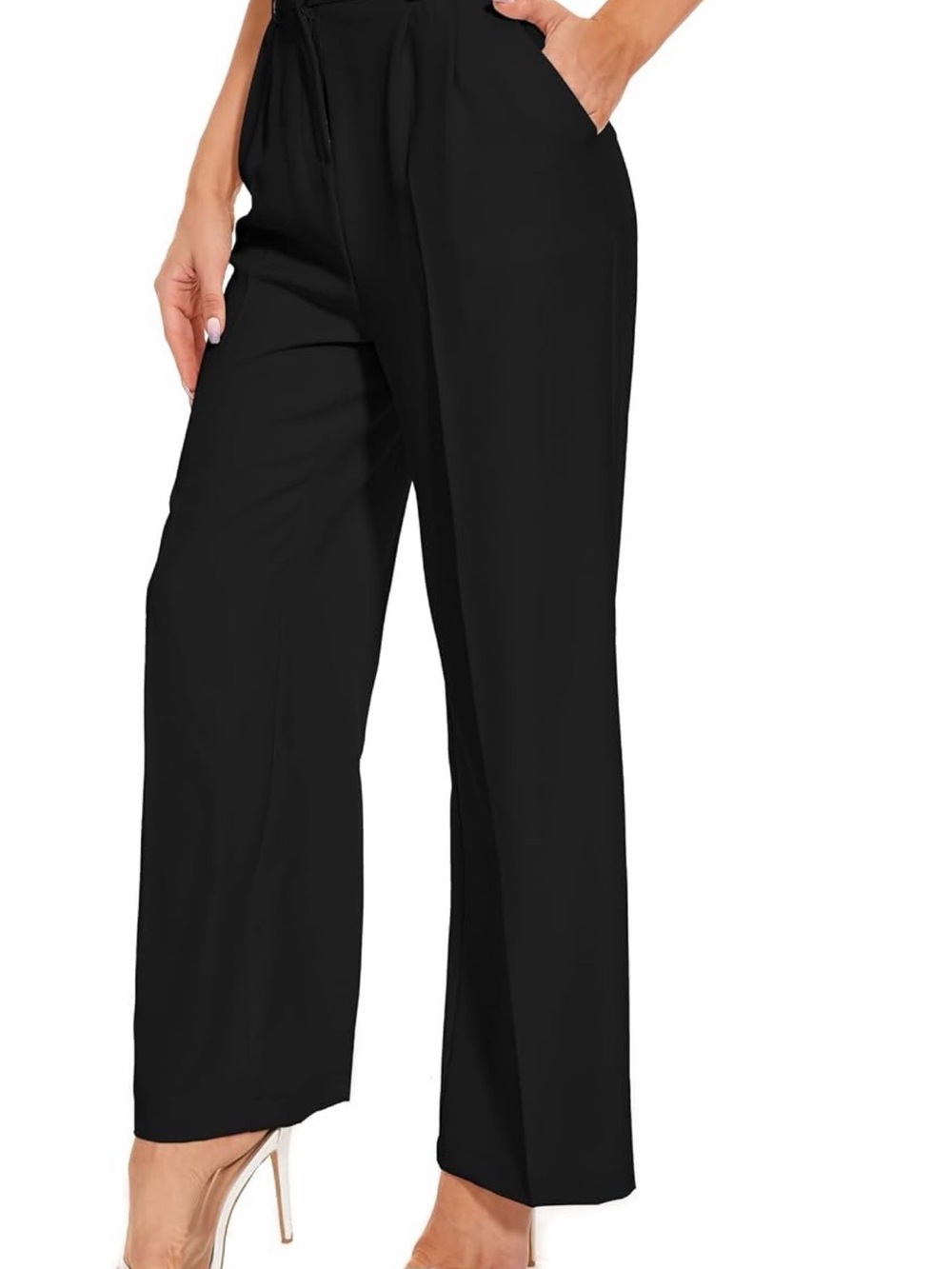 High-Rise Black Wide-Leg Women's Pants